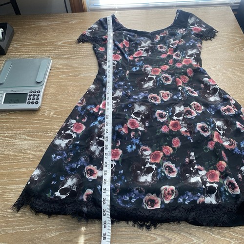 *NWT* Spin Doctor Morgan Mini Dress Size XS Goth Grunge Witchy Skull Lace Roses - Picture 11 of 14