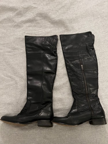 BLACK LEATHER OVER THE KNEE BOOTS SIZE 