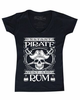 Instant Pirate Just Add Rum Women's V-Neck T-Shirt Funny Jolly Roger Halloween