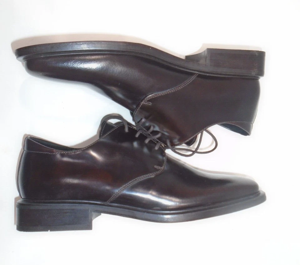 Barneys New York Mens Dark Brown Leather Square Toe Dress Shoes Size 8.5 M EUC - Image 3 of 4