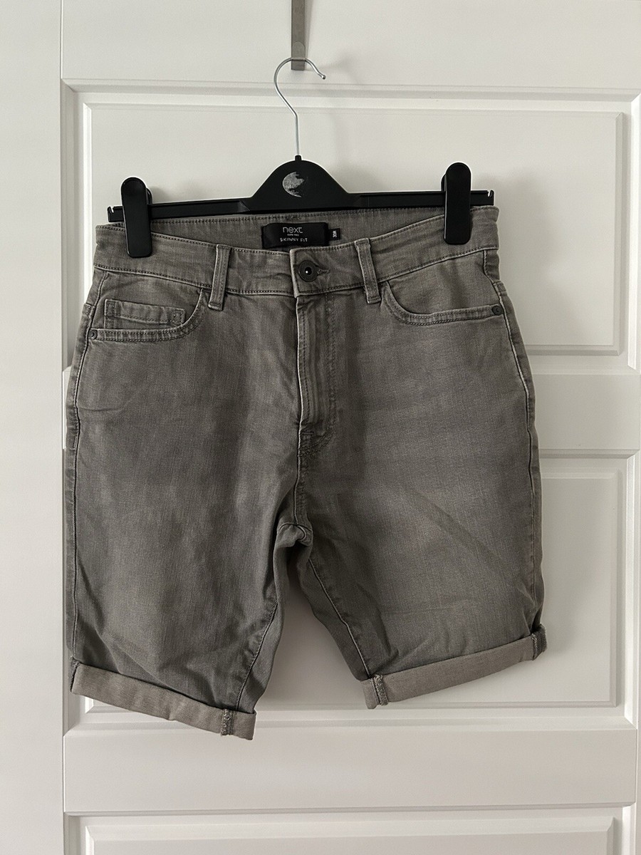 Light Grey Denim Shorts Next Men's Skinny Fit Size 30R UK