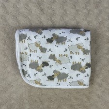 Parent's Choice Thermal Lamb Sheep Baby Blanket Waffle Weave White Gray Tan