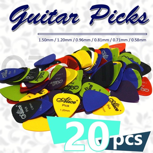 20 x ALICE Guitar Picks Bulk Coloured Celluloid Plectrums Standard