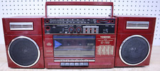 Used Vintage Toshiba RT-7016 Black Boombox Stereo Removable Speakers Red Repair