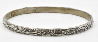 刻印有　silver925 Mexico bangle vintage Vintage Sterling Silver Mexico Embossed Leaves Slip On