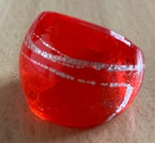 Unikat - Glasring rot-silber Größe 56 ( NEU )