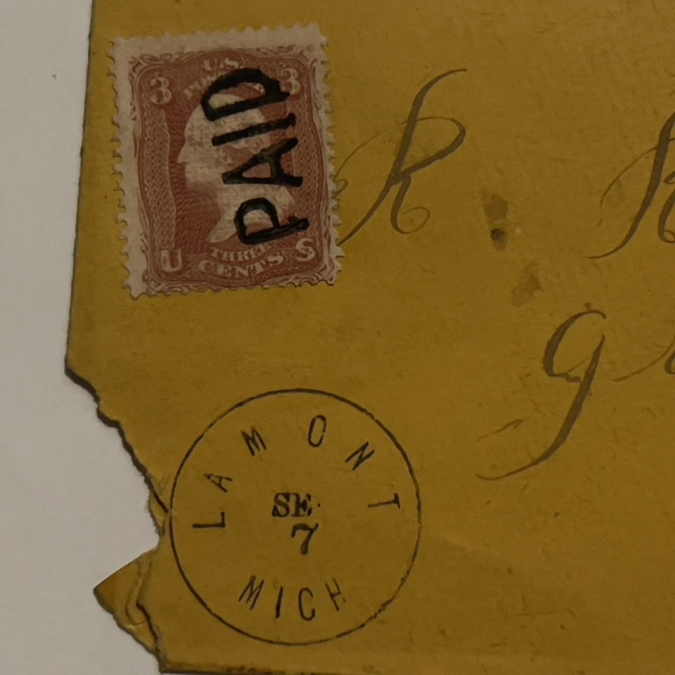 1860's LAMONT MICHIGAN COVER TO GRAND RAPIDS, PAID CANCELLATION ON 3C WASHINGTON - Image 2 of 3