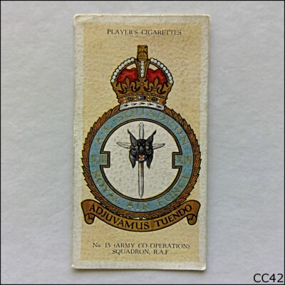 cigarettes co op John Player RAF Badges #7 No.13 Army Co-Op Squadron 1937 Cigarette Card  (CC42)