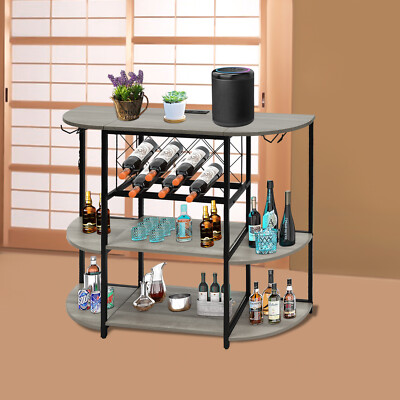Wine Rack Table With LED Light  With 2 Sockets & 2 Usb Ports 176.37lbs Kitchens 