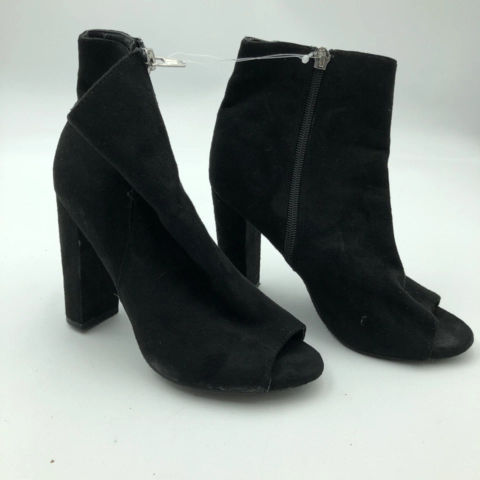 Wild Diva Botas Negras al Tobillo Gamuza Cremallera Abierta Punta abierta Talla 6 Foto 3 de 4