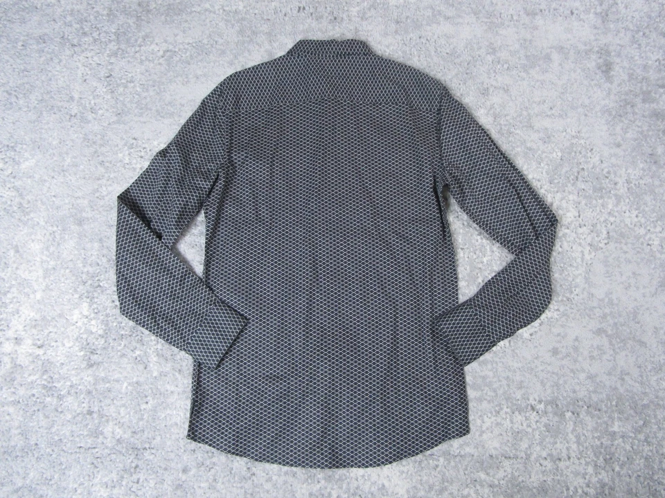 Perry Ellis Shirt Mens Small Slim Fit Dress Black Microdot Button up Long Sleeve - Image 2 of 4