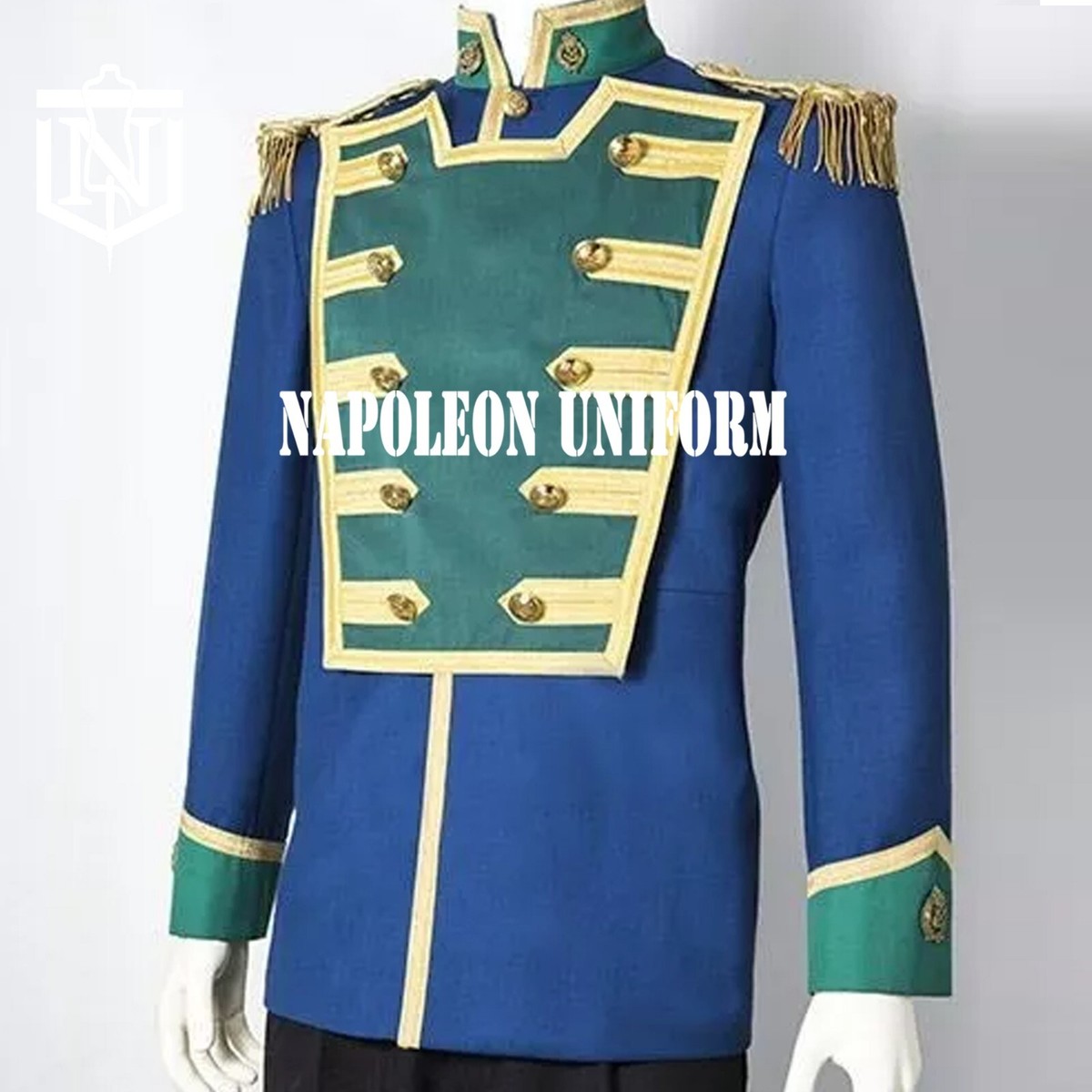 New Men's Blue With Green Regimental Infantry Military Wool Jacket