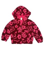 There Abouts Girls Merlot Red Floral Sherpa Zip Up Jacket Hoodie