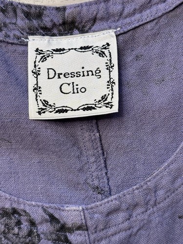 Vintage Linen Maxi Dress Dressing Clio Sz M Coastal Beach House Lagenlook Purple - Picture 8 of 11