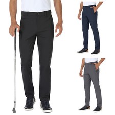 Men's Dress Pants Stretch Waterproof Slim Fit Tapered Chino Workwear Full Pants