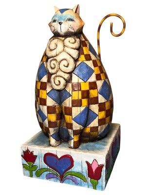 Jim Shore Patchwork Quilt Kitty Cat Heart V118838 Heartwood Creek Retired 2004 
