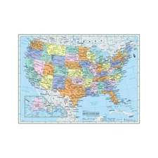 Large Details USA Map Poster Canvas Print Wall Decor 36x24 Living Room