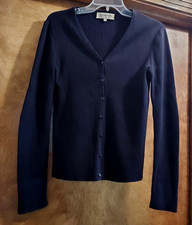 Jones New York Sport LS Cardigan Women's Sz S, 7 Buttons, V-Neck, Black, Cotton