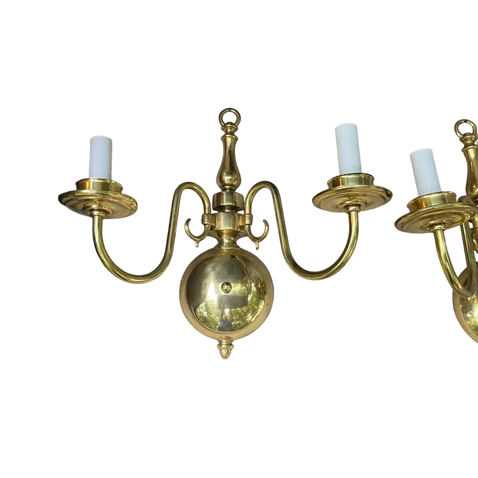 Pair of Vintage Brass French Country Gold Candelabras Sconces Candle Holders - Image 3 of 4