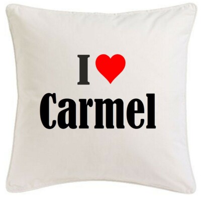 KISSENBEZUG I LOVE CARMEL 40CMX40CM AUS MIKROFASER