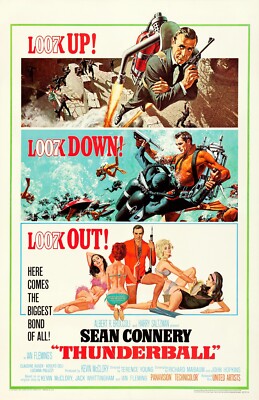 1965 Thunderball Movie Poster 11X17 007 James Bond Sean Connery Domino  