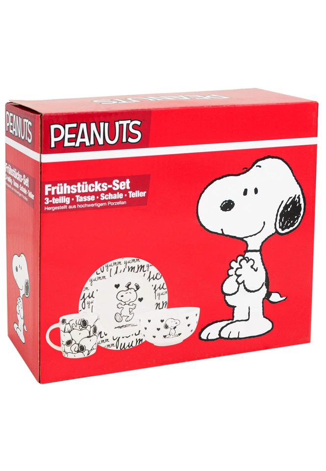 Snoopy Frühstücksset Kinder Snoopy yumm Geschirr Set Porzellan 3-teilig mit T... - Bild 2 von 3