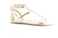 Michael Michael Kors Bria Flat Sandal Gold Womens Shoes 6 M Sandals Msrp $135 on sale Michael Michael Kors Bria Flat Sandal Gold Womens Shoes 6 M Sandals Msrp $135 on sale