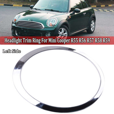 Left N/S Passenger HeadLight Trim Ring Chrome For MINI 07-14 R56 R55 ...