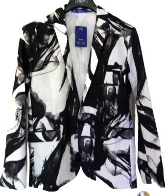 Fitshop High Fashion Blazer Sport Coat Jacket-43 R, black/white  NWT