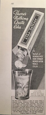 Vintage Print Ad 1937 Alka-Seltzer Analgesic Tablets Headaches Colds Stomach 