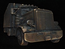 OD15128 VINTAGE 1970s CUT-OUT  18-WHEEL SEMI-TRUCK  BERGAMOT BELT BUCKLE