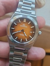 Addieskin Men Automatic Watch 39mm Orange Waffle Dial Sapphire Miyota 9015 100m 