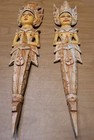 Vtg Thai Sawasdee Lady & Man Welcome Wall Statue Figurine Hand Carved Gilt Wood — photo 2