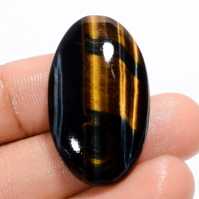 100% Natural Blue Tiger Eye Oval Shape Cabochon Gemstone 37 Ct. 32X19X7 mm F-362