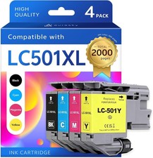 LC501XL Ink Cartridges High Yield Aurasky Chip 4-Pack Compatible With Brother BN