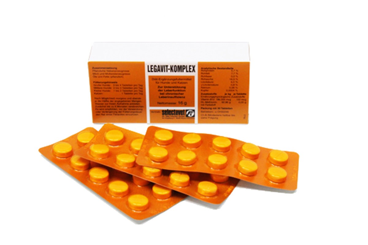 selectavet Legavit-Komplex 100 Tabletten | Hunde & Katzen | Leberfunktion