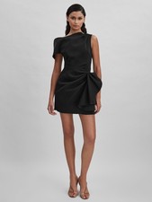 Acler by REISS Eddington Ruffle Side Mini Dress in Black UK Size 10