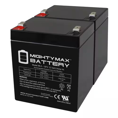 12-Volt 5Ah F2 SLA Replacement Battery for CSB GP1245F2, GP 1245 F2 - 2 Pack