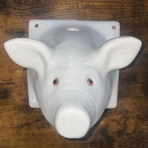 Vintage Ceramic Pig String And Scissor Holder Wall Mount Rare Estate Find - Picture 5 of 14