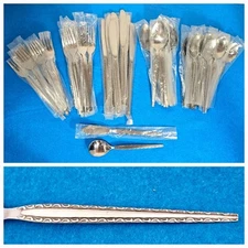 Lot 50 Rogers Ensenada Stainless Korea Flatware (8) 5-pc Plc Setting +extras NEW