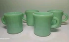 Fire King Jadeite Mugs / Cups - Set of Four Green C Handle Heavy Restaurant Ware