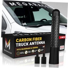 Anodized 3" Short Black Carbon Fiber Truck Antenna for Chevy Silverado 3-Inch