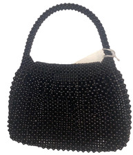 Beaded Black Purse Evening Bag 8 in. W x 6 in. H
