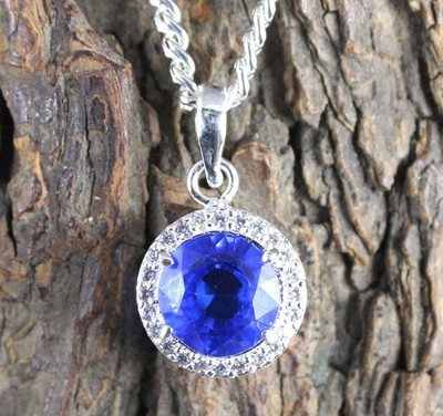 6.94 Carat Natural Blue Tanzanite Round Gemstone Certified Pendant New Year Sale