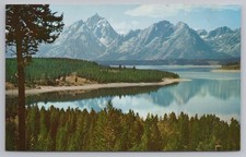 Jackson Lake and Teton Range Wyoming Photochrome Postcard by Mike Roberts