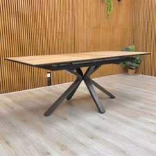 Furniture Village ‘Earth’ Solid Oak 160-200cm Pop-Up Extending Dining Table NEW