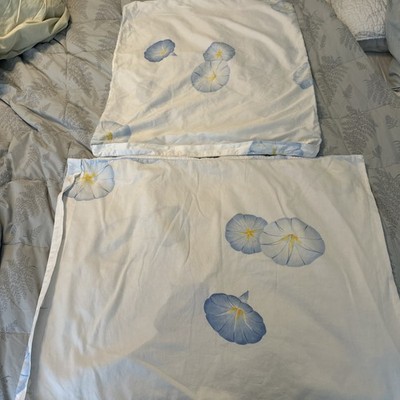 2 Christian Fischbacher White Morning Glory Standard Pillowcases Egyptian Cotton
