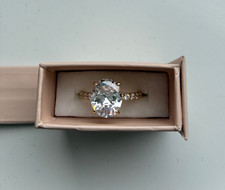 QVC Diamonique 4.3ct gold plated over silver Oval solitaire ring - size P