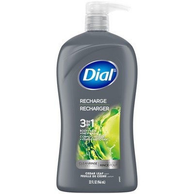 Dial Men 3 in 1 Body, Hair and Face Wash, 32 Fl Oz (Pack of 1), Black