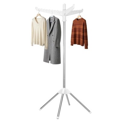 59 Inch Rotatable Foldable Clothes Drying Rack Laundry Tree with 27 Adjustable